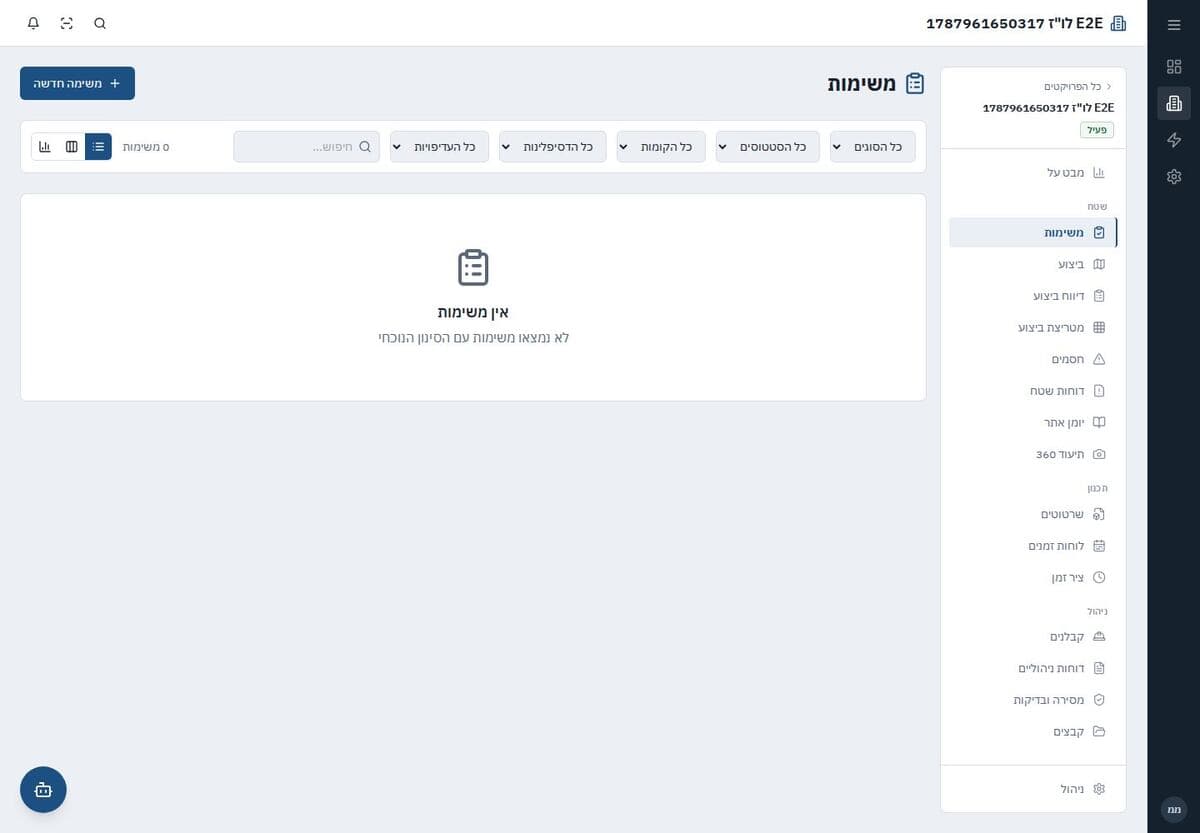 לוח Kanban של משימות בפרויקט